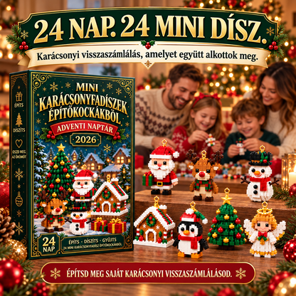BILLHOL® 🗼 Karácsonyi Adventi Naptár – 24 Napnyi Meglepetés, 24 Mini Építőkocka-Dísz