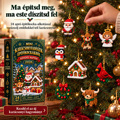 BILLHOL® 🗼 Karácsonyi Adventi Naptár – 24 Napnyi Meglepetés, 24 Mini Építőkocka-Dísz