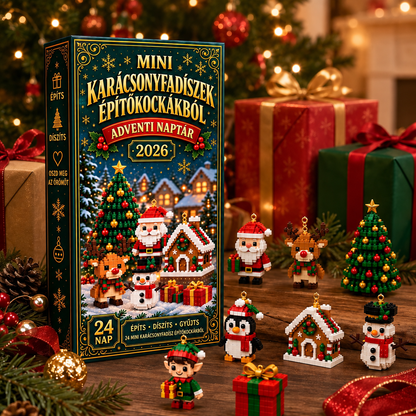 BILLHOL® 🗼 Karácsonyi Adventi Naptár – 24 Napnyi Meglepetés, 24 Mini Építőkocka-Dísz