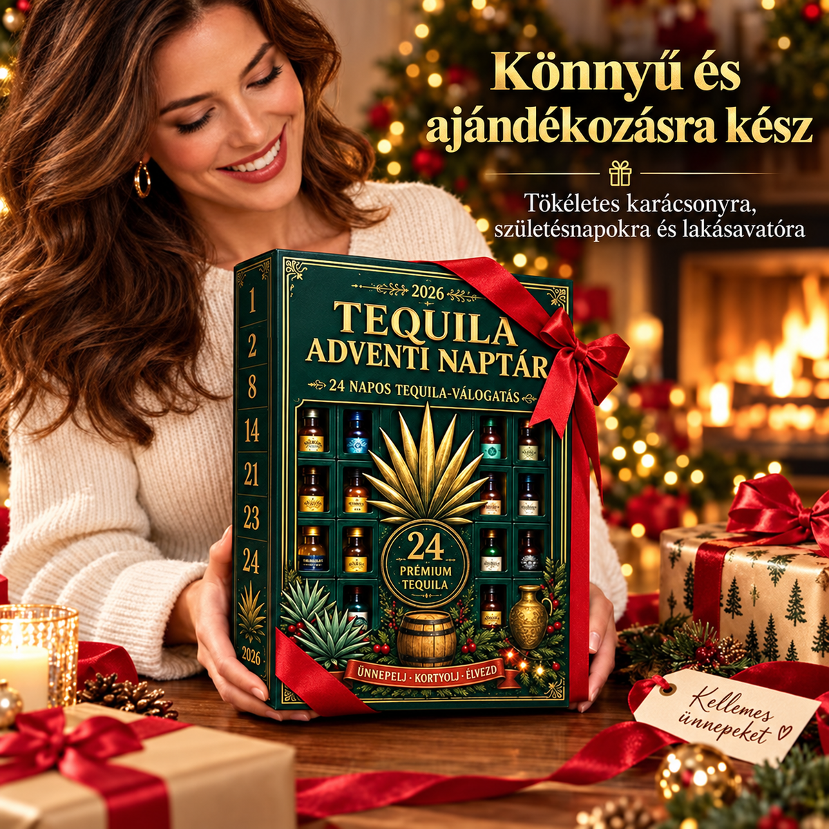 BILLHOL® 🎄Prémium tequila adventi kalendárium – 24 nap, 24 miniüveg, 24 különleges karácsonyi meglepetés! 🥃✨
